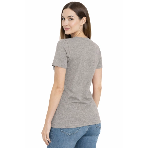 T-shirt Damski szary dekolt w serek roz. M
